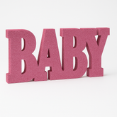 Pink Glitter "Baby" Stand-Up Table Decoration